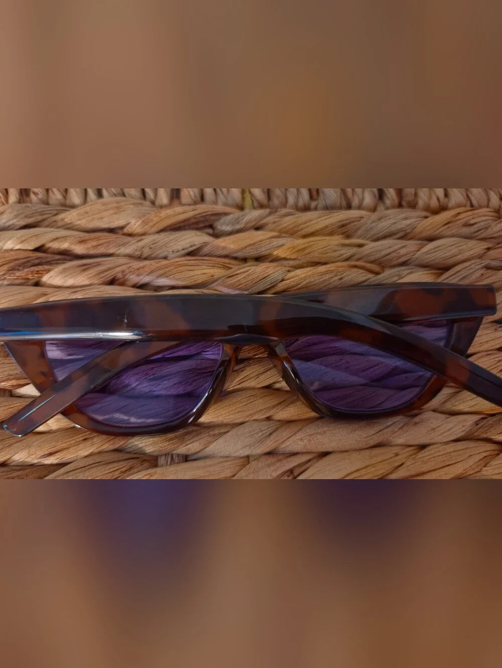 Source Unknown Brown Tortoiseshell Cat-Eye Sunglasses with Blue Lenses